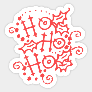 Christmas Typography Holly Ho Ho Ho Sticker